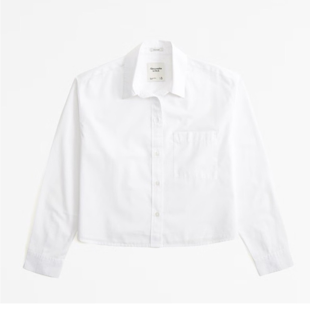 Abercrombie and Fitch Cropped White Button Down Shirt